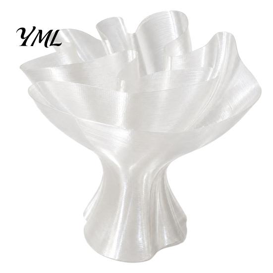 Eco Friendly PLA Material Vase Bouquet Wrap Vase, 3D Printed Translucent Flower Artistic Glossy Centerpiece Silky Table Modern Decorative Vessel