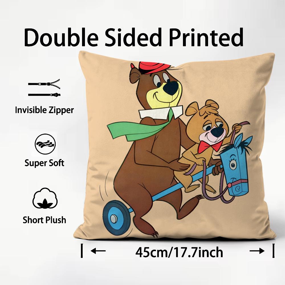 Y-Yogi B-Bear Anime Cushion Cover Pattern Printed Pillowcase for Living Room Sofa Cushion Cover & Bedroom Decor