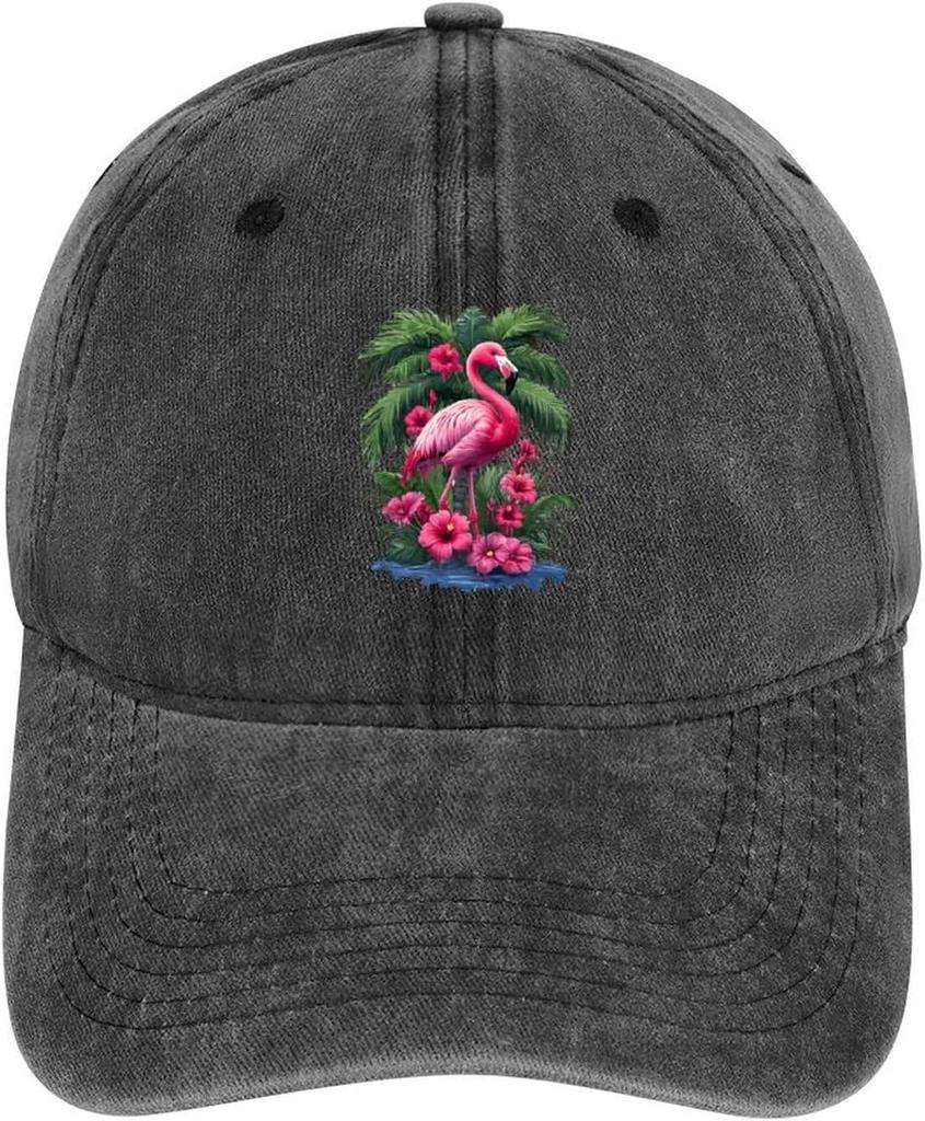 Flamingo Tropical Flowers Baseball Cap Casual Polyester Adjustable Sun Protection Outdoor Hat