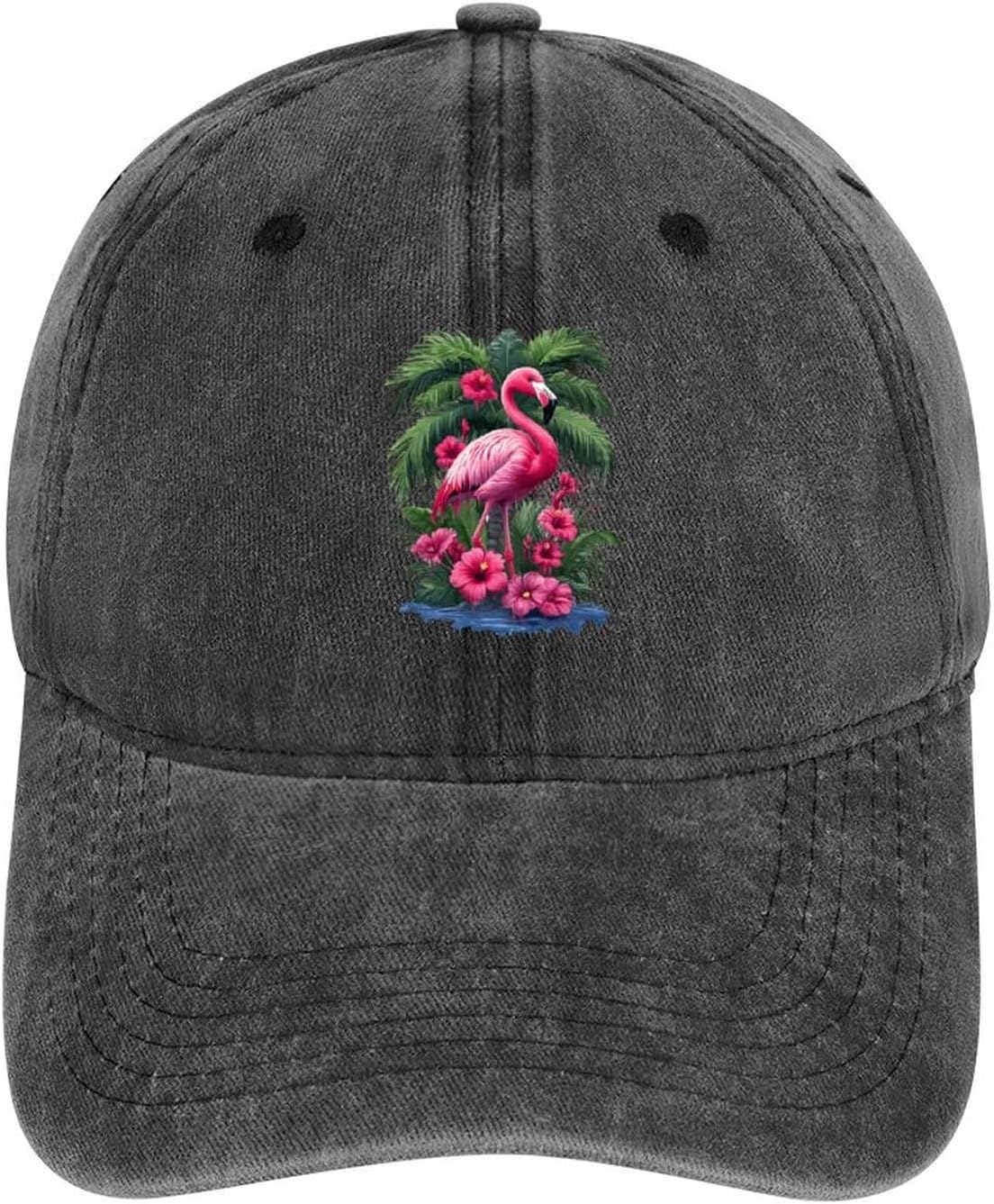 

Flamingo Tropical Flowers Baseball Cap Casual Polyester Adjustable Sun Protection Outdoor Hat One Size