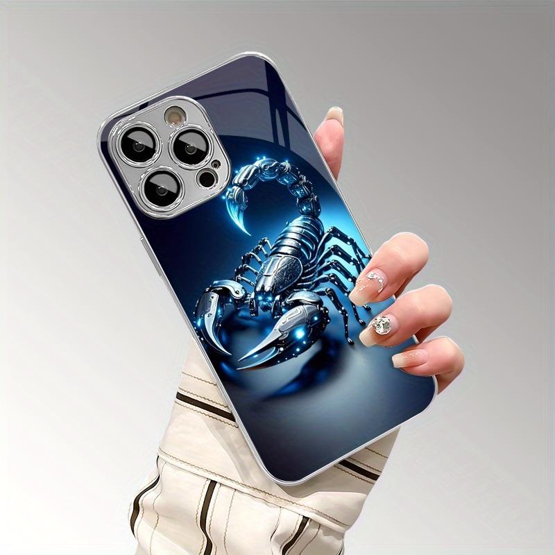 Blue Light Metallic Scorpion Pattern Electroplated Phone Case For Samsung Galaxy S25 S24 S23 Ultra Plus FE Tempered Glass Cover