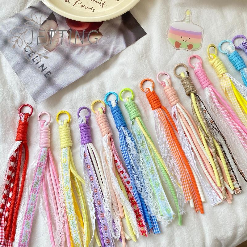 Hot Lace Keychain Braided Rope Charm Pendant Keyring Fashion Simple All-matching Bag Decoration Jewelry Accessories