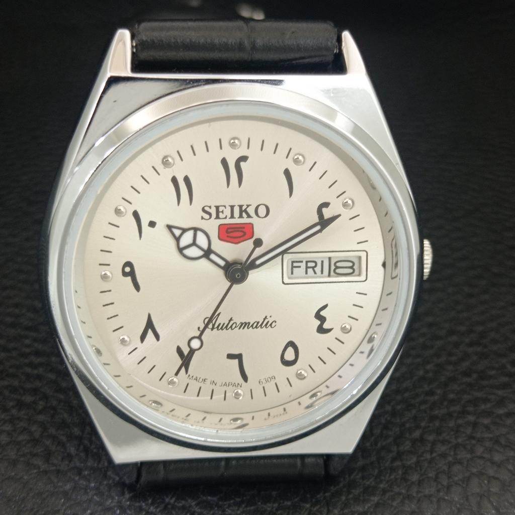 REFURBISHED SEIKO 5 AUTOMATIC 6309A JAPAN MENS VINTAGE SILVER WATCH a442585-1
