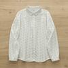 Spring Autumn Women White Shirts Cotton Yarn Floral Printing Long Sleeve Lady Tops Loose Blouses Soft Female Clothing