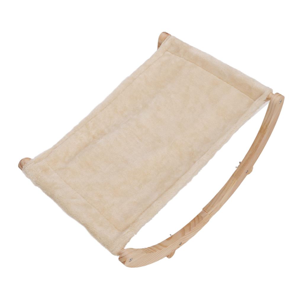 Wooden Cat Hammock Foldable Removable Breathable Slip Resistance Elevated All Seasons Cat Swing Bed