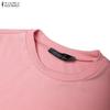 ZANZEA Vestido Casual Feminino de Verão com Gola Redonda e Manga Curta Plissado
