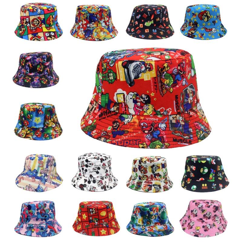 Super Mario Anime Game Mario Print Fisherman Hat Unisex Sunshade Bucket Hat
