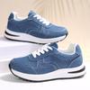 Fashion Women's Spring Autumn Casual Sports Shoes Plus Size Fashion Blue Denim Platform Sneakers Woman Thick Sole Non Slip Walking Shoes