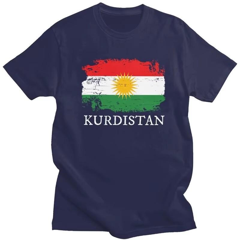 Kurdistan Flag Print T-Shirt Unisex Short Sleeve Cotton Casual Streetwear Tee