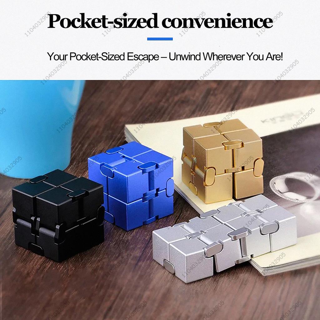 Edc German Cube Premium Aluminum Alloy Fidget Toy Pocket-Sized Infinity Flip Cube Gadget Stress Anxiety Relief For Adults Kids