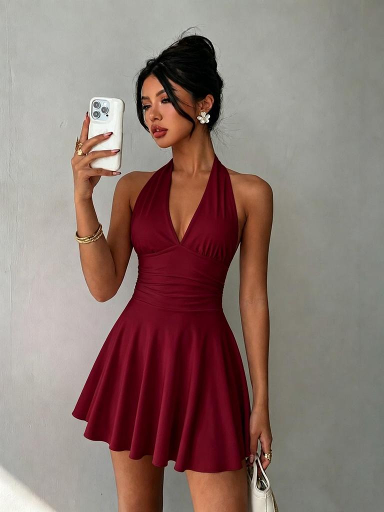 Women's 2025 Backless Satin Halter Dress - Sexy Summer Evening Wear