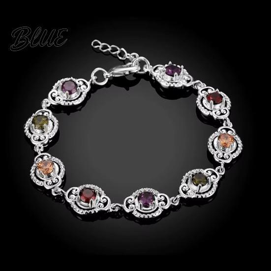 Adjustable Fashion Bracelet Women Vintage Multi-Color Cubic Zirconia Elegant