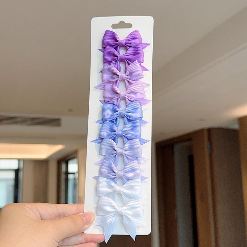 10Pcs/Set Colorful Grosgrain Ribbon Bow Hair Clip Girls Lovely Cheer Bowknot Hairpin Barrettes Headwear Baby Hair Accessories