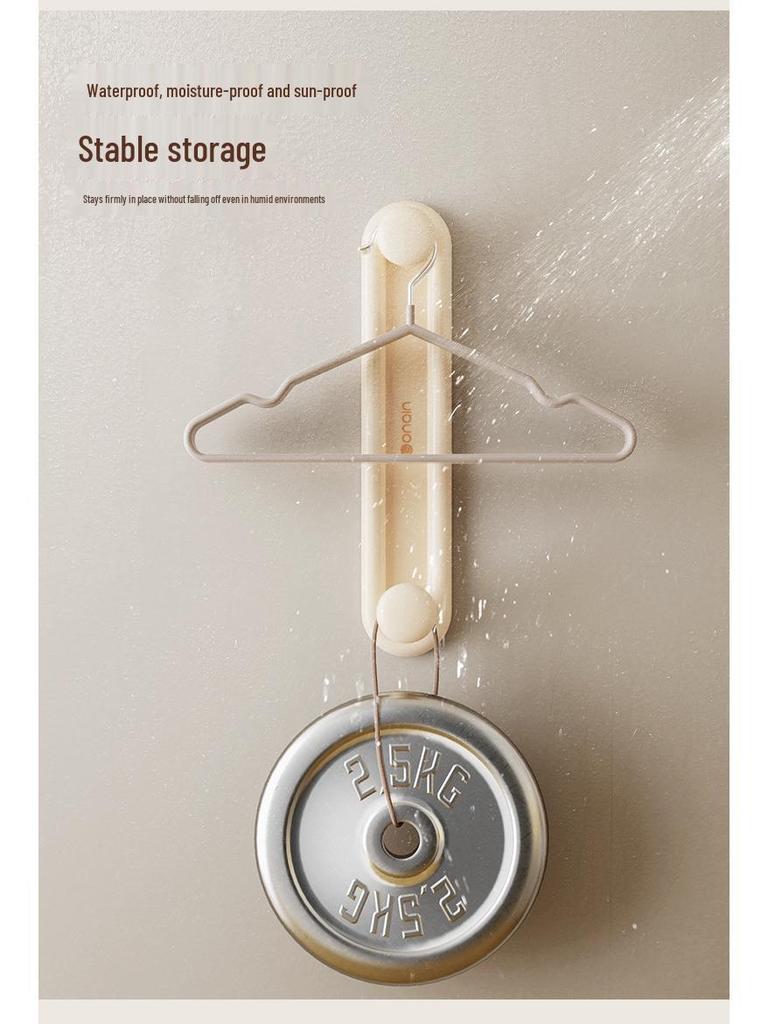 Retractable Punch-Free Folding Clothes Hanger & Storage Rack for Balcony