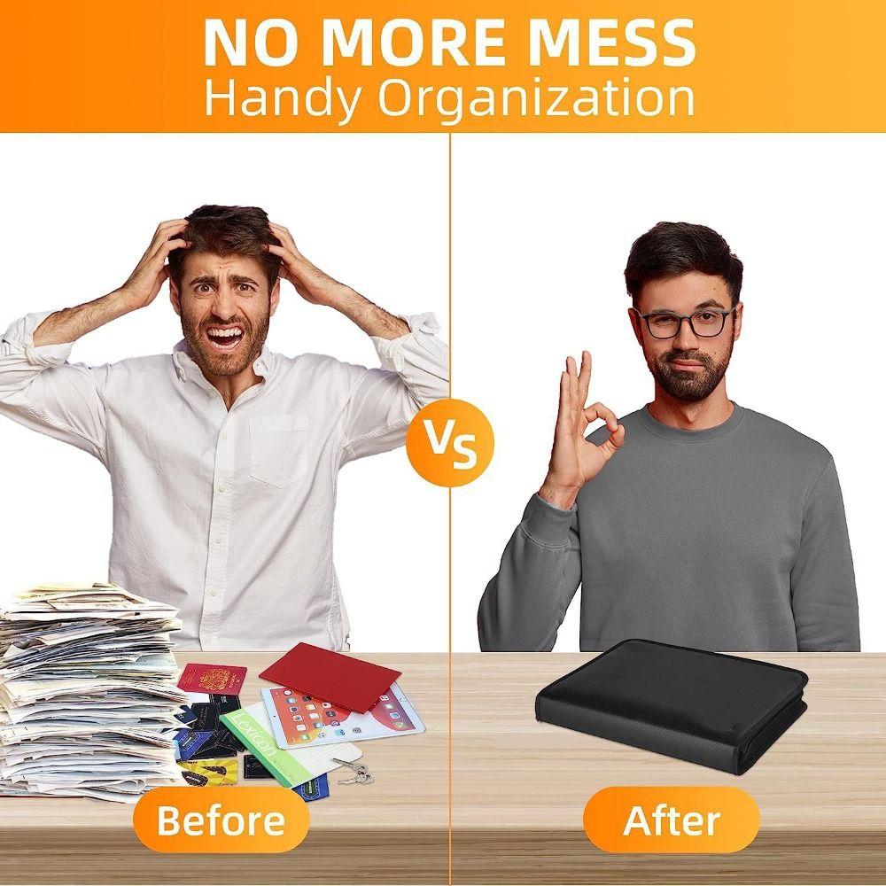 Fireproof Accordion File Organizer Zipper Closure A4 Files Briefcase  Office Accessories