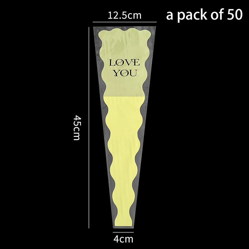 50 Pcs Iridescent Single Rose Sleeves DIY Transparent Flower Wrapping Bag Floral Material Packaging Waterproof