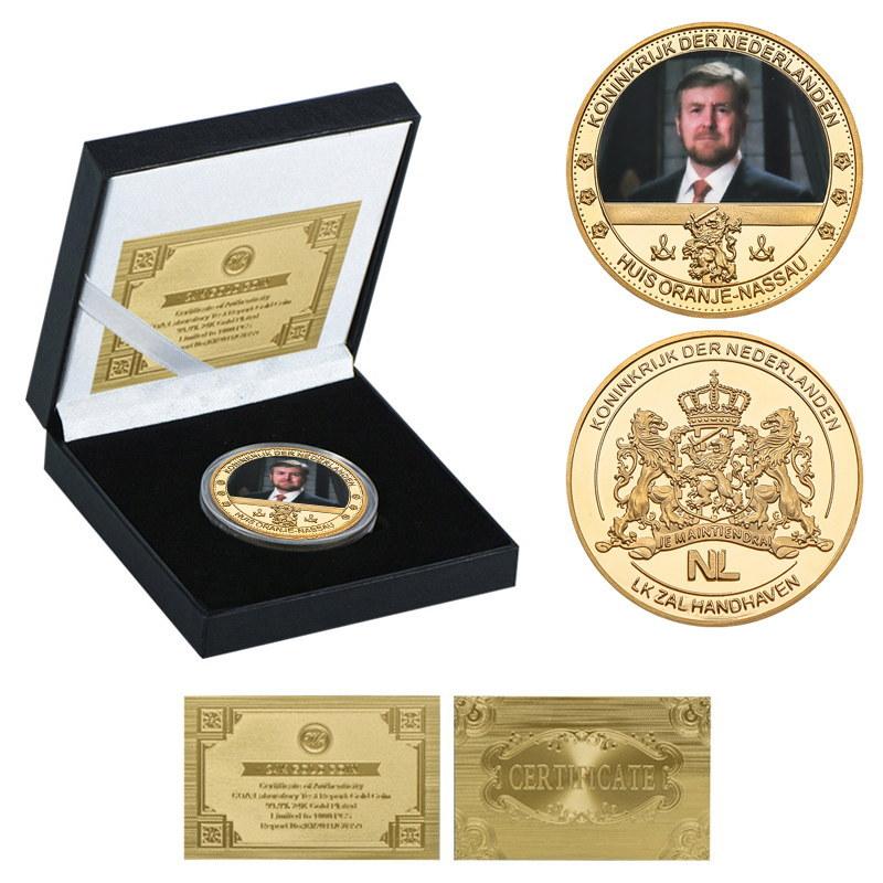 Dutch Royal Commemorative Medal, Metal Craft Gift Box Set, Metal Badge Collection Coin