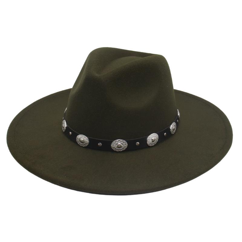 Plus Edge Felt Top Hat Jazz Hat Gentleman Ladies Wind Metal Sheet Hat