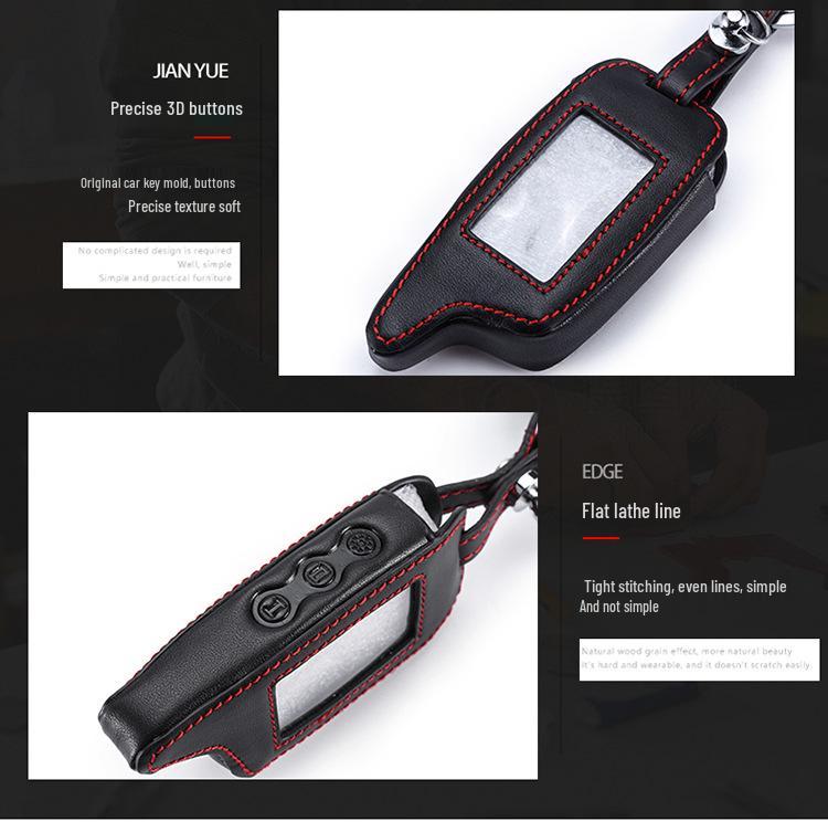 Genuine Leather Key Case for StarLine A9 Russian Alarm Key - Overseas Version