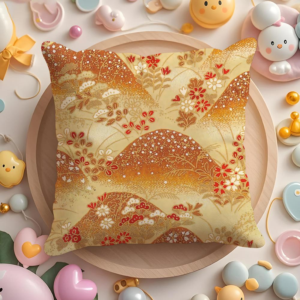 Japanese style pattern Cushion Cover Home & Car Multi-Scene Pillow Cover - Reversible, Soft & Durable for Daily Use
