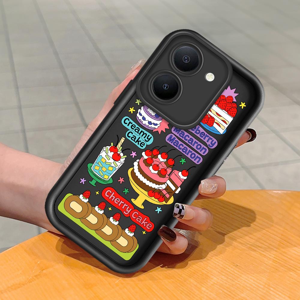 Měkký silikonový čtvercový žebříkový vzor tisku Pouzdro telefonu Plný kryt fotoaparátu Ochranné pryžové pouzdro odolné proti nárazům pro Vivo