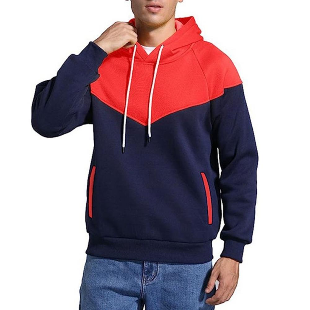 Fall and Winter Men's Sweatshirts Hoodie Warm Sweatshirt Long Sleeve Colorblocking Men's Hooded Jacket Hoodies