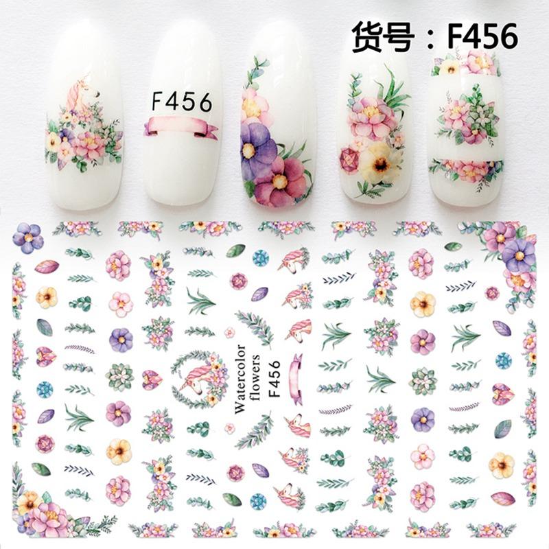 Self Adhesive Flower Unicorn Pattern Nail Art Decorations Stickers And Decals Acrylic Manicure Nails Supplies Tool HQ