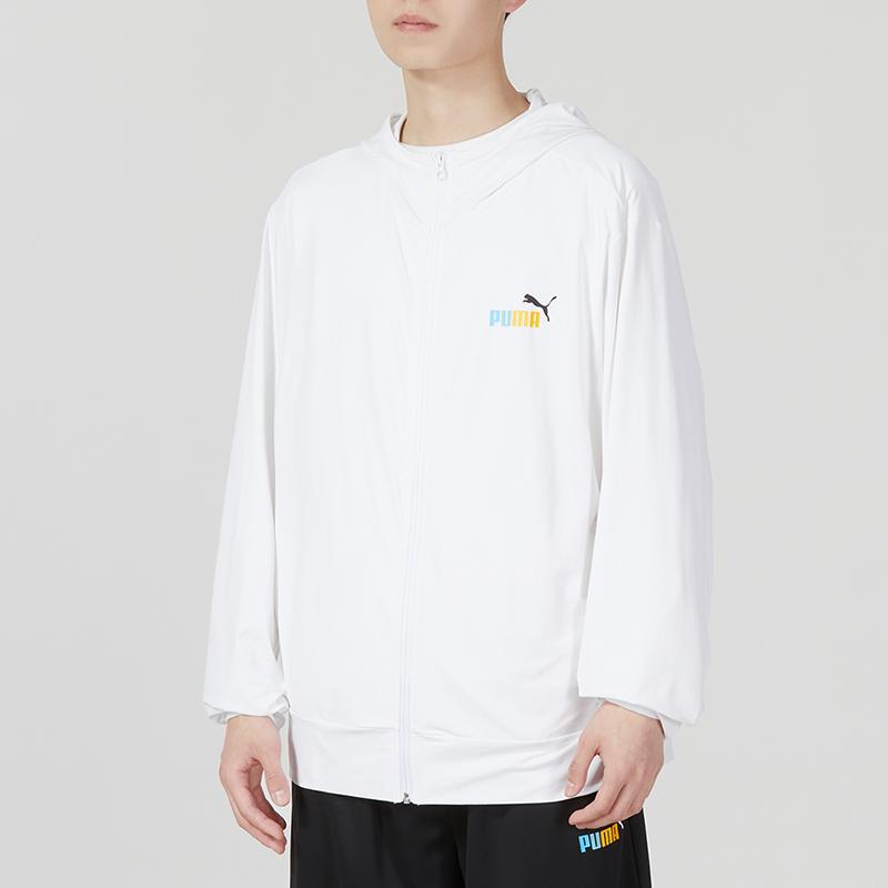 PUMA Solid Color Letter Logo Print Knit Jacket Unisex Jackets White 678006-02