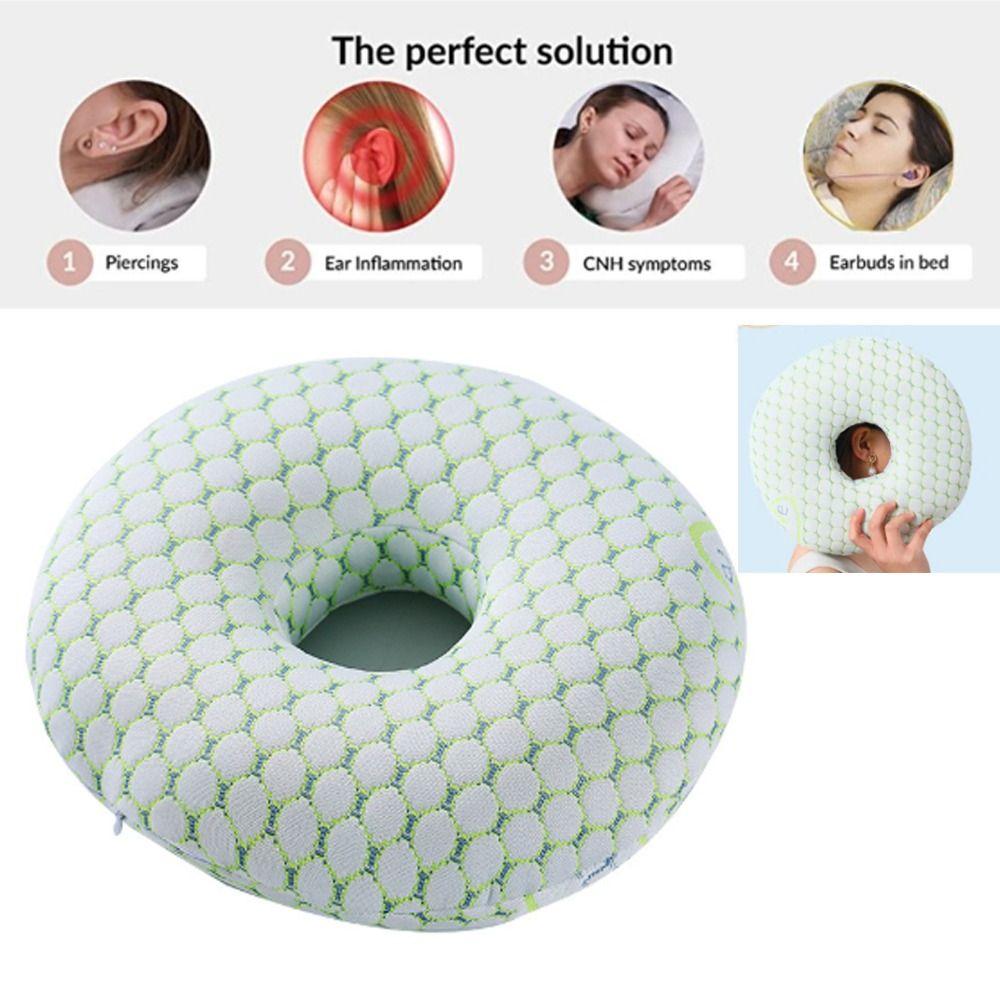 Cotton Filling Ear Piercing Pillow Ergonomic Breathable Pillow with Ear Hole Portable Comfortable Earring Pillow