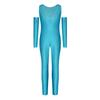 Girls Sparkly Rhinestone Dance Bodysuit Sleeveless U Back Mesh Overlay Ruched with Detachable Arm Sleeves for Gymnastics Competition