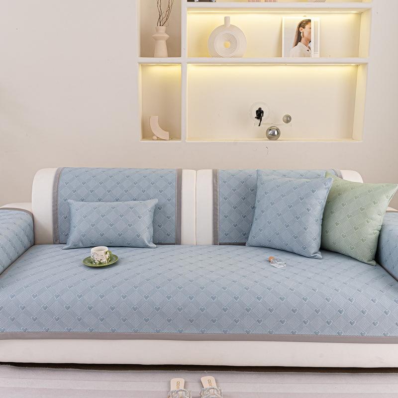 Summer Ice Silk Sofa Cushion  New Cool Doudou Cool Sofa Mat Seat Cushion Simple Non-Slip Sofa Cover