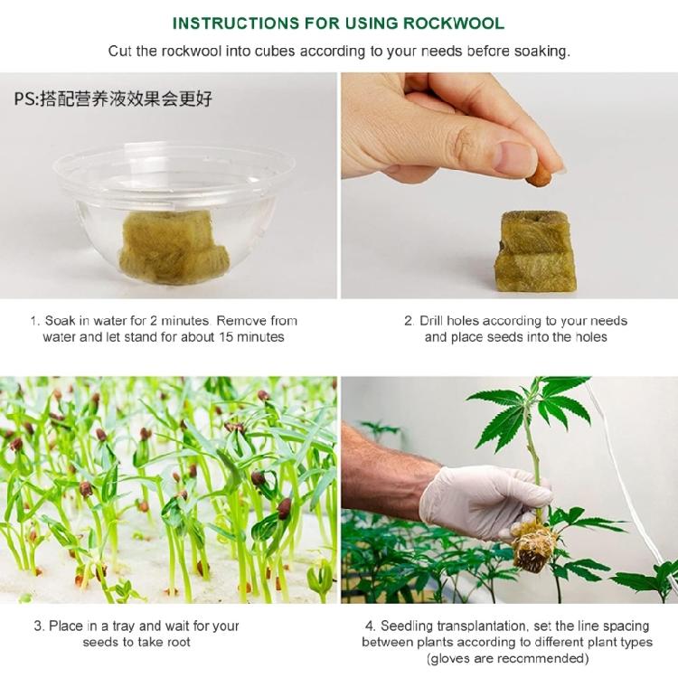 Rock Wool Grow Cubes Starter Sheets for Cuttings Cloning Plant Propagation Starting Hydroponic Grow Media Cubes