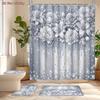 4Pcs Shower Curtain Set with Non-Slip Bath Mat, Toilet Lid Cover, Contour Rug & 12 Hooks, Bathroom Decor
