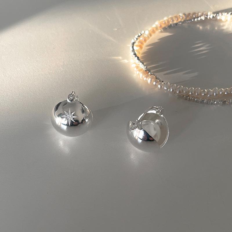 

ins exquisite 925 silver needle pearl ear buckle women s niche design octagram earrings summer new fashion 925 silver needles