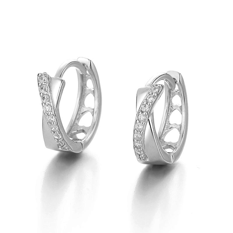 Earrings Crossed Ear Buckles Women'S Exquisite Micro-Inlaid Niche Design Senior Earrings Cold Wind Earrings