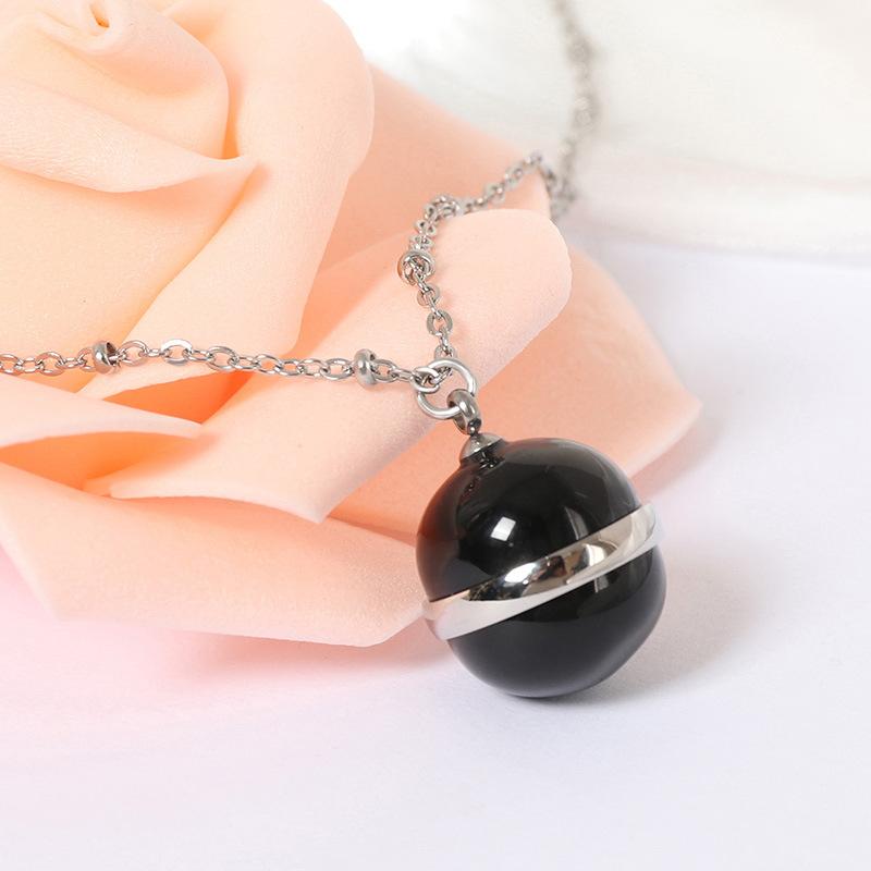 Spherical Necklace Autumn and Winter Design Style High-end Sweater Chain Retro Natural Stone Pendant Collarbone Chain