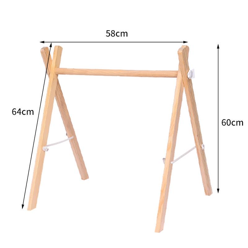 Nordic Style Wooden Baby Fitness Rack with Hanging Ornaments and Bells