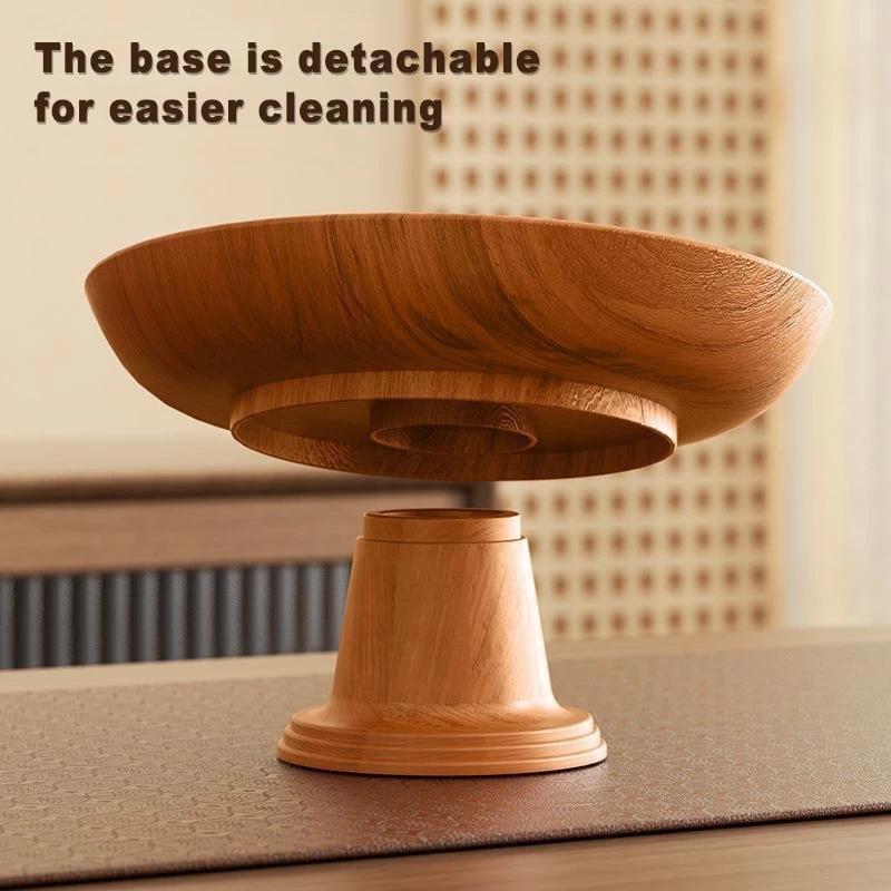 Fashion Nordic Wood Grain Fruit Plate High-Foot Detachable Candy Snack Tray Plastic Dried Fruit Plate Household Desktop Storage