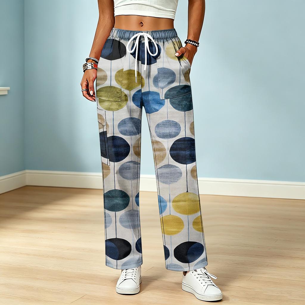 Women's Color Drawstring Elastic Waist Work Pants with Pockets, Casual Uniform Scrub Pants for Daily Wear