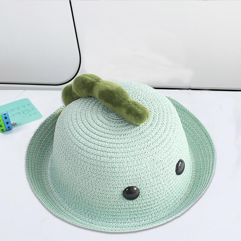 Dinosaur Eyes Baby Straw Hat Cute Super Cute Summer Men and Women Children Beach Sun Hat Children Sunscreen Basin Hat