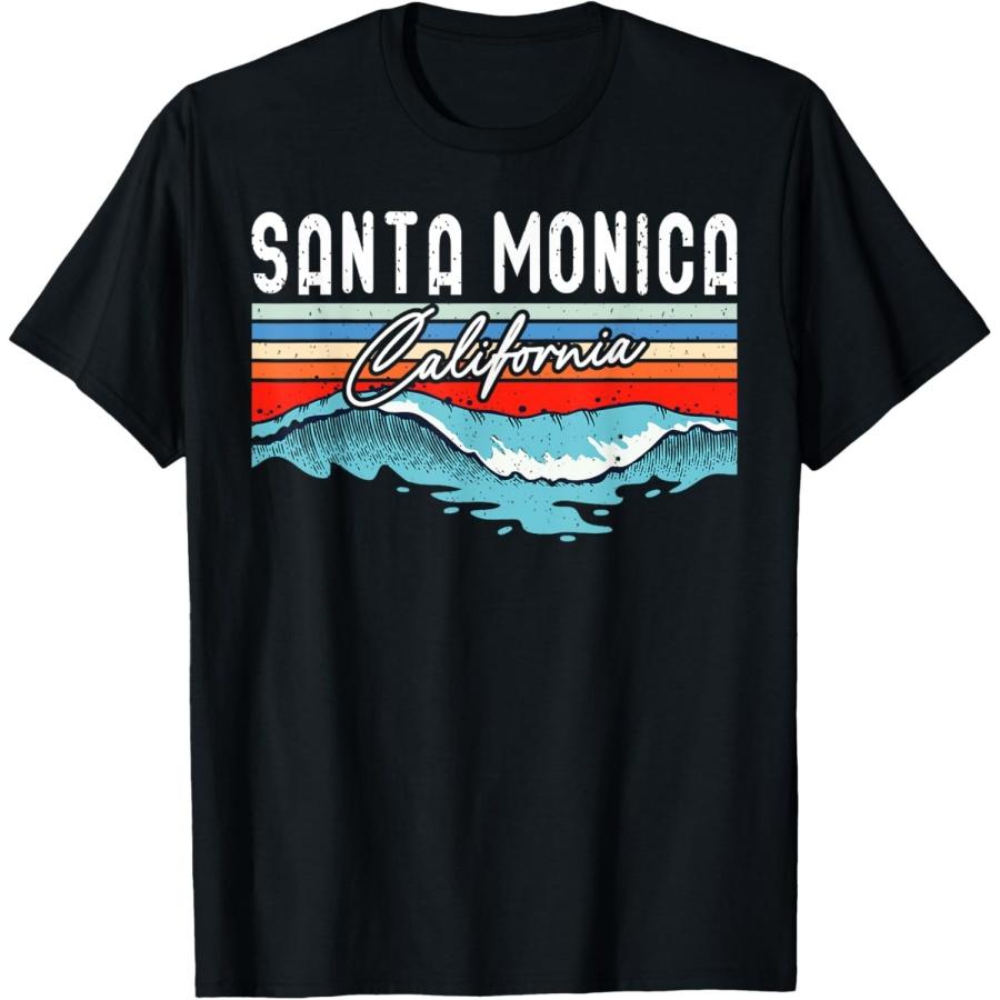 Retro Santa Monica Beach California Surfboard Beach T-Shirt XXXXXL чёрный