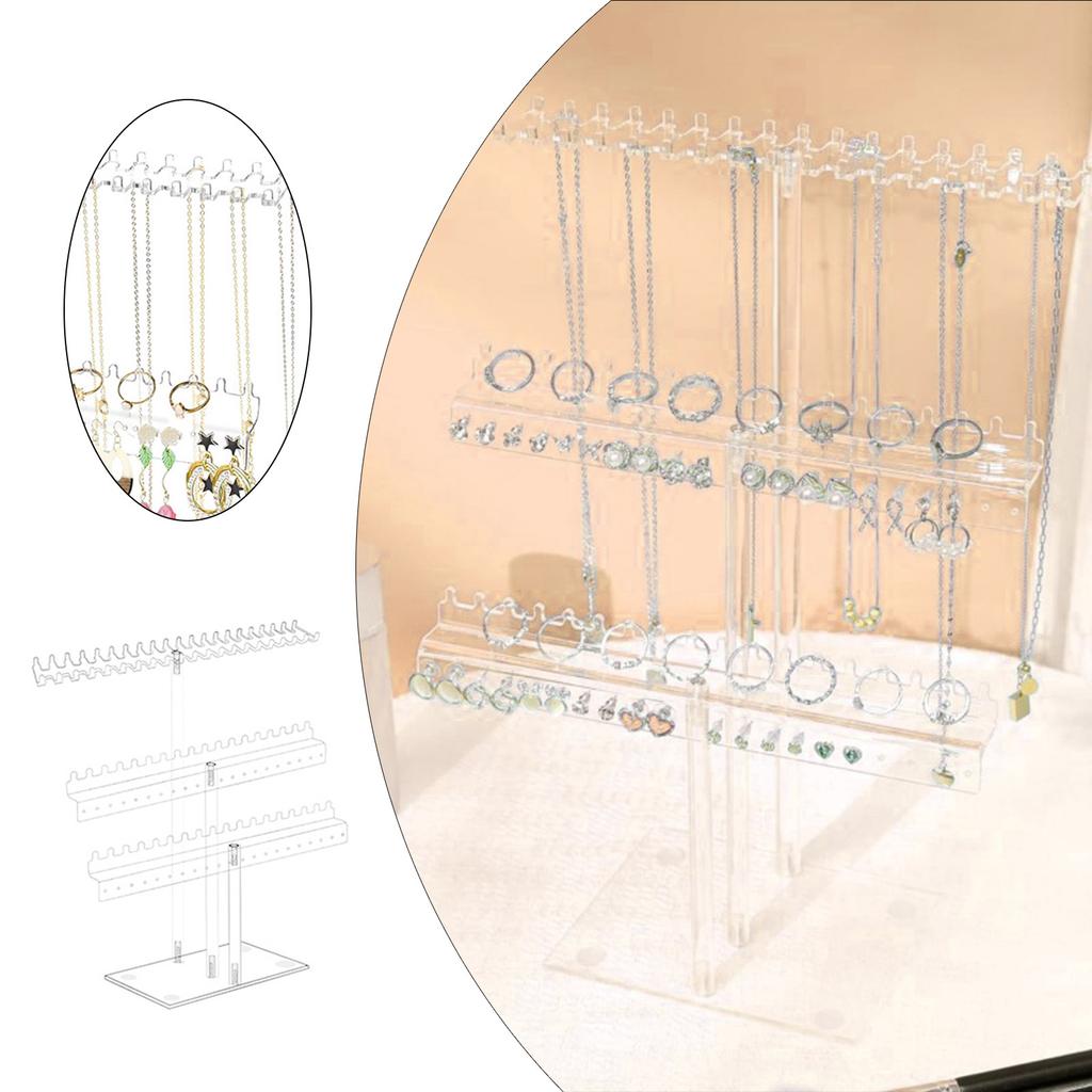 Space Saving Clear Display Shelf Acrylic Jewelry Stand for Displaying Necklaces and Bracelets Jewellery Storage Rack