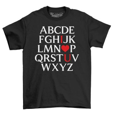 ABC I Love You T-Shirt Mens Womens Tees Top Valentines Day Gift Idea Boyfriend Girlfriend Top