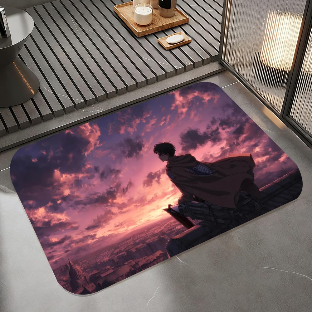 Anime A-Attack On Titan Floor Mat Diatomite Bath Mat, Quick Dry Absorbent Non-Slip Door Mat