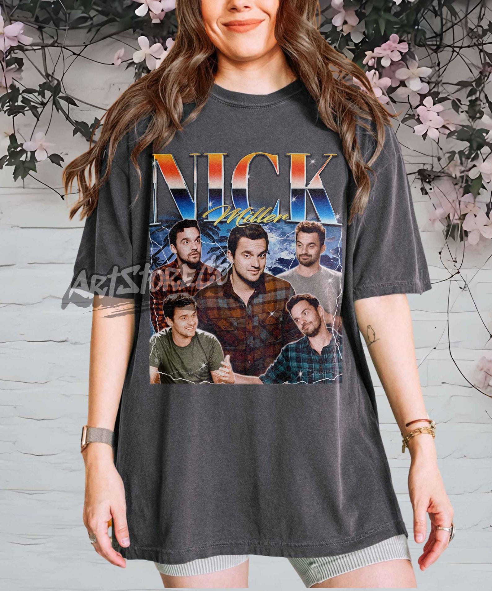 Nick Miller Retro Portrait Graphic Tee, Vintage Inspired Apparel XL