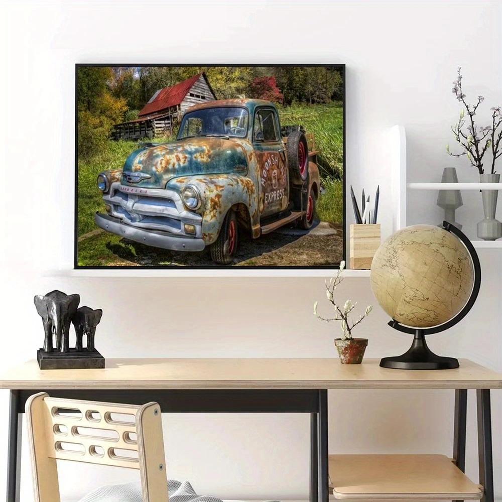 1pc 11.8x15.7 Inch 5D DIY Unframed Diamond Painting ,Dilapidated Car,Embroidery Kits,Full Rhinestones Diamond Painting, Handmade Home Decor Gifts