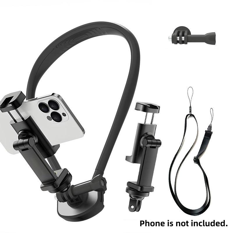 Magnetic Neck Phone Holder Action Camera Mount, Wearable POV Vlog Neck Strap Video Recording for GoPro/DJI/Insta360/Smartphones