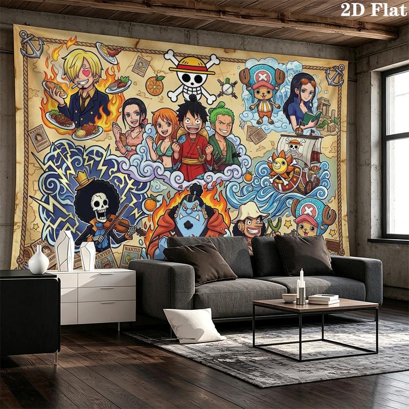 Anime One-Piece Wall Tapestry Aesthetic Wall Hanging Printed Fabric Blanket Decorative Tapestries for Bedroom Living Room Home Decor