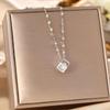 Women's Silver Titanium Steel Necklace with Micro-Inlaid Zircon - Elegant, Durable Clavicle Chain Jewelry
