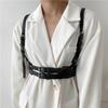 Cinto Colete de Couro Punk com Tiras Duplas Feminino para Ternos, Casacos e Vestidos